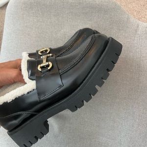 Steve Madden Women’s Lug-Sole fur lined Loafer Flats